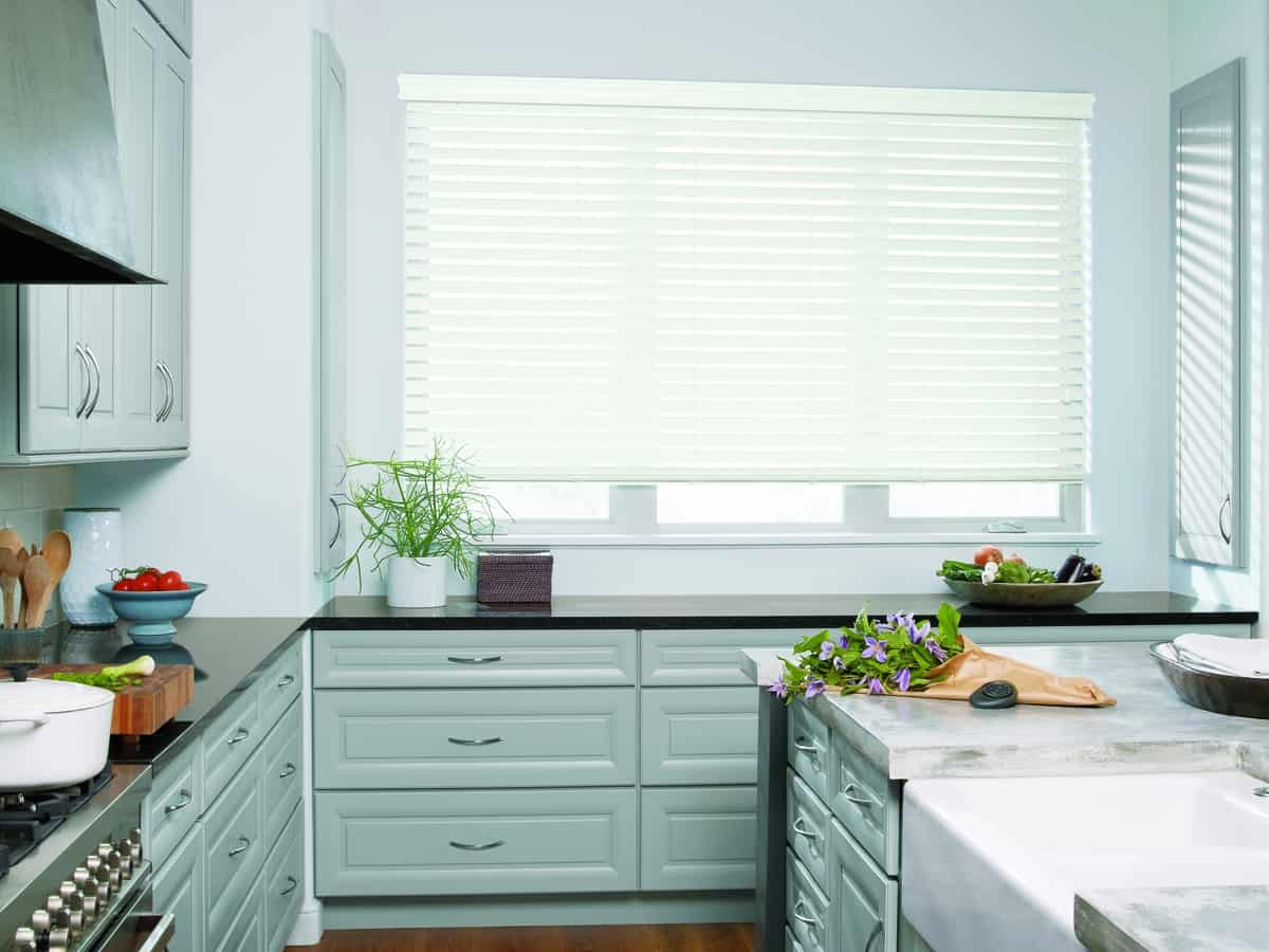 EverWood Alternative Wood Blinds near Kenner, Louisiana (LA), that are made of durable, faux-wood material.