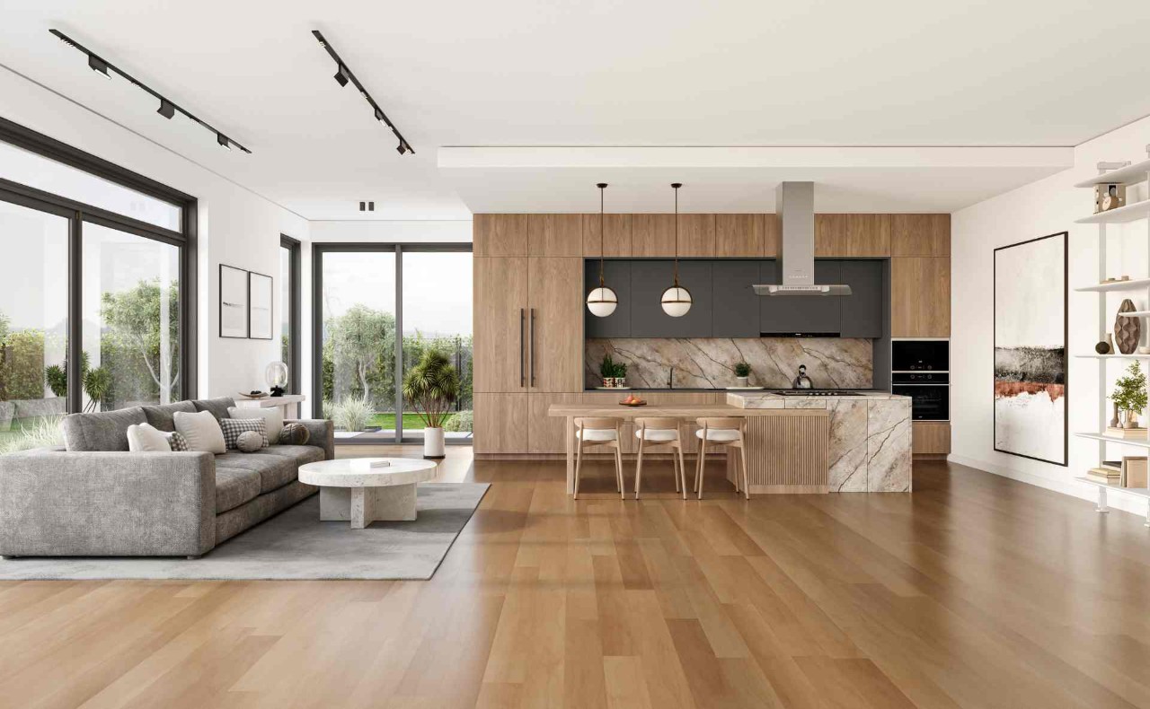 Rustic flooring in an upscale home near Kenner, LA.